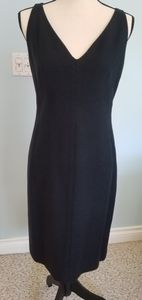 Akris black wool sexydeepV dress